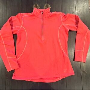 REI Women’s Small 1/2 Zip Coral Lightweight Fleece Pullover with Thumb Holes